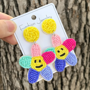 Smiley Blossom Beaded Earrings