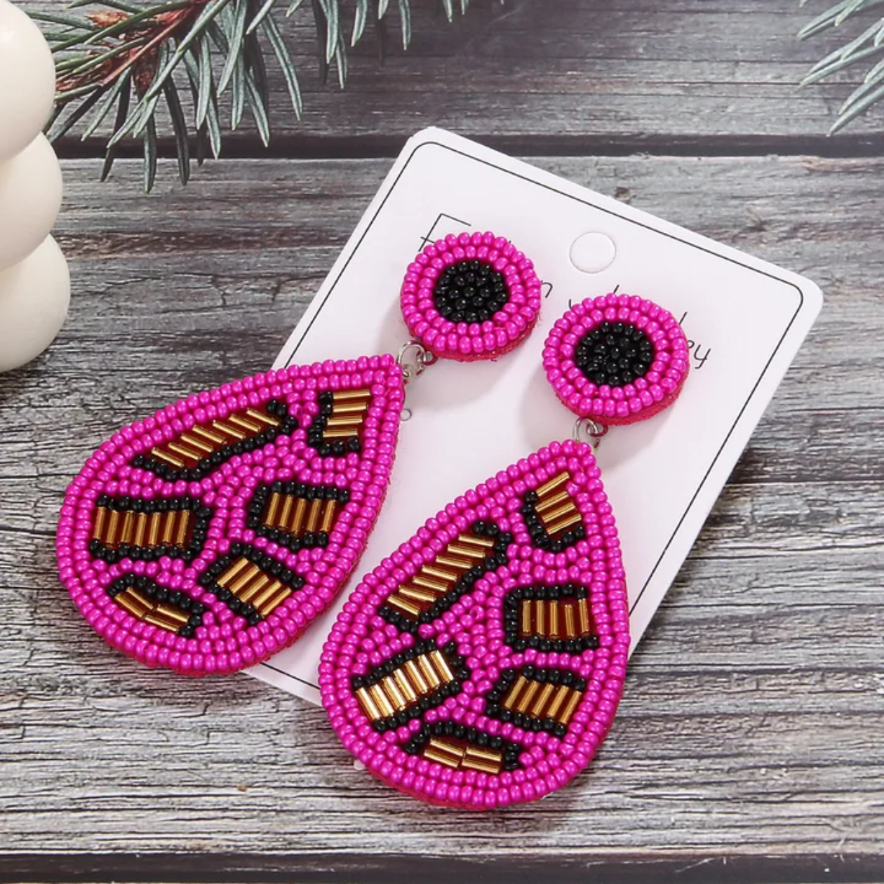 Fuchsia Leopard Drop Earrings