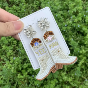 Silver Western Boots Earrings