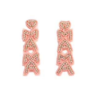 Mama Luxe Beaded Earrings (Pink)