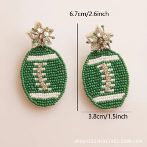 Emerald Star Football Earrings