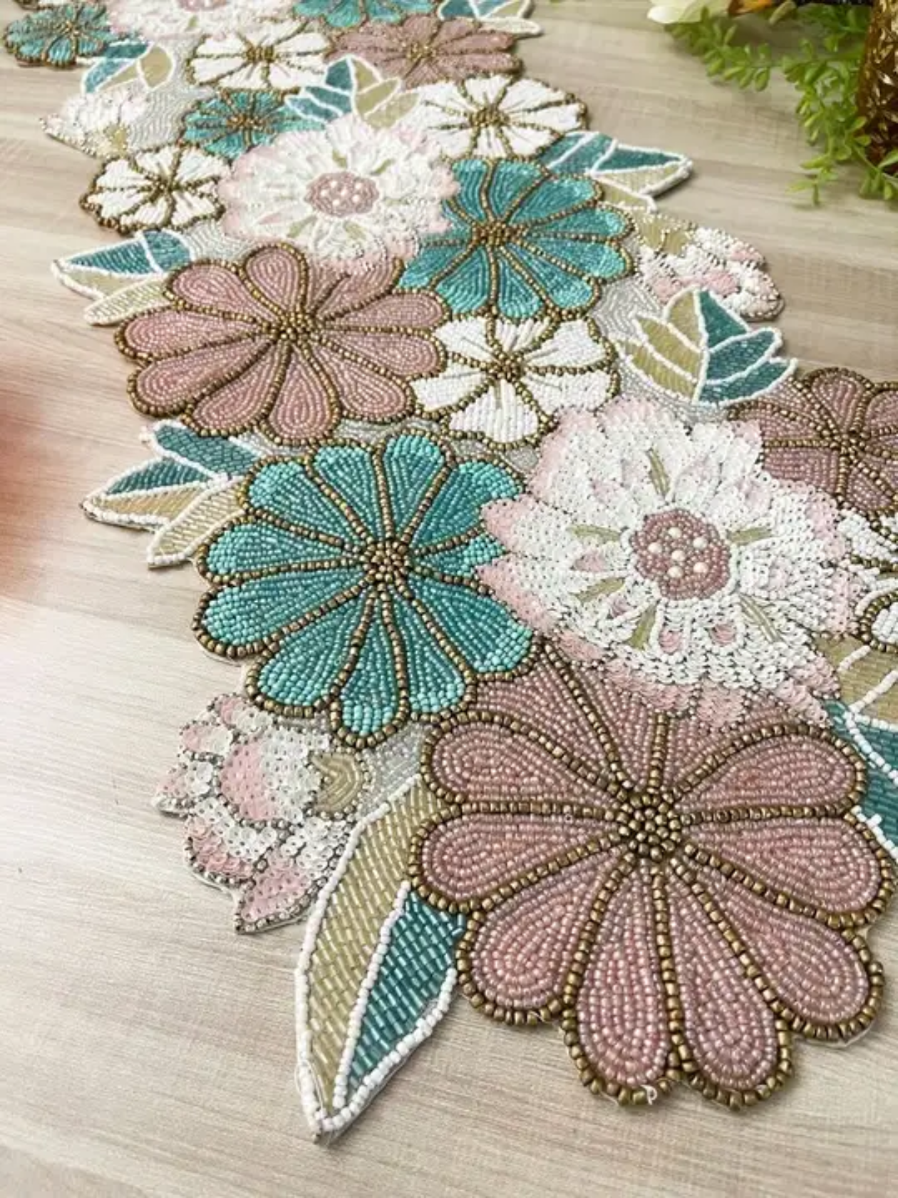 Tranquil Blossoms Handcrafted Table Runner