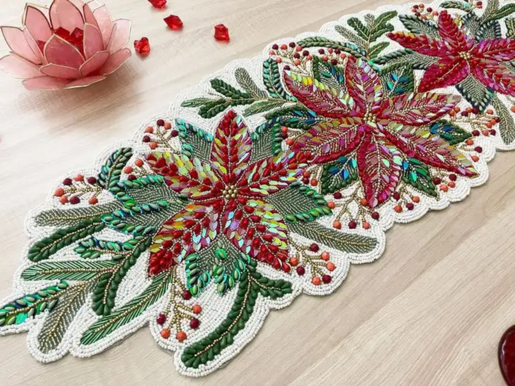 Christmas Poinsettia Elegance Runner