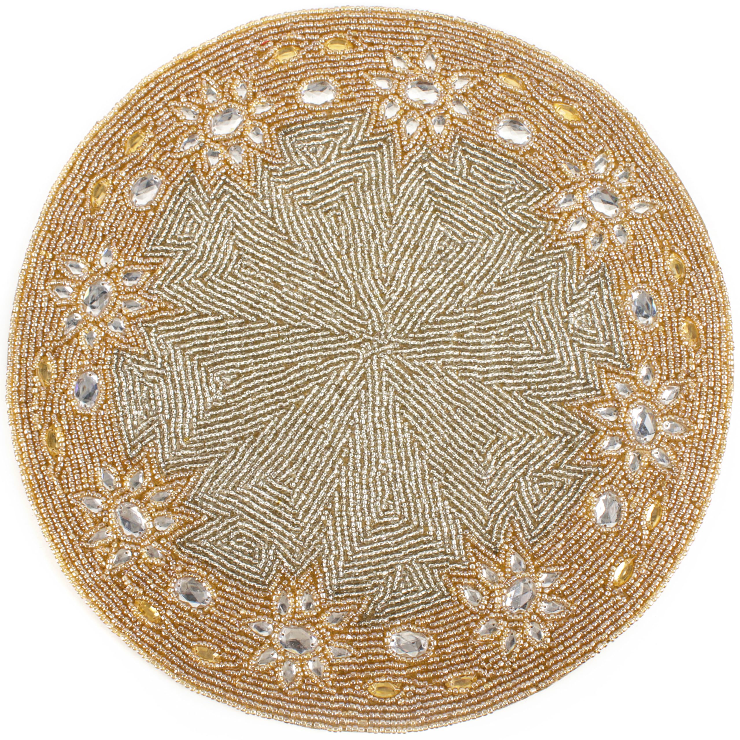 Luxe Gold Beaded Round Placemat