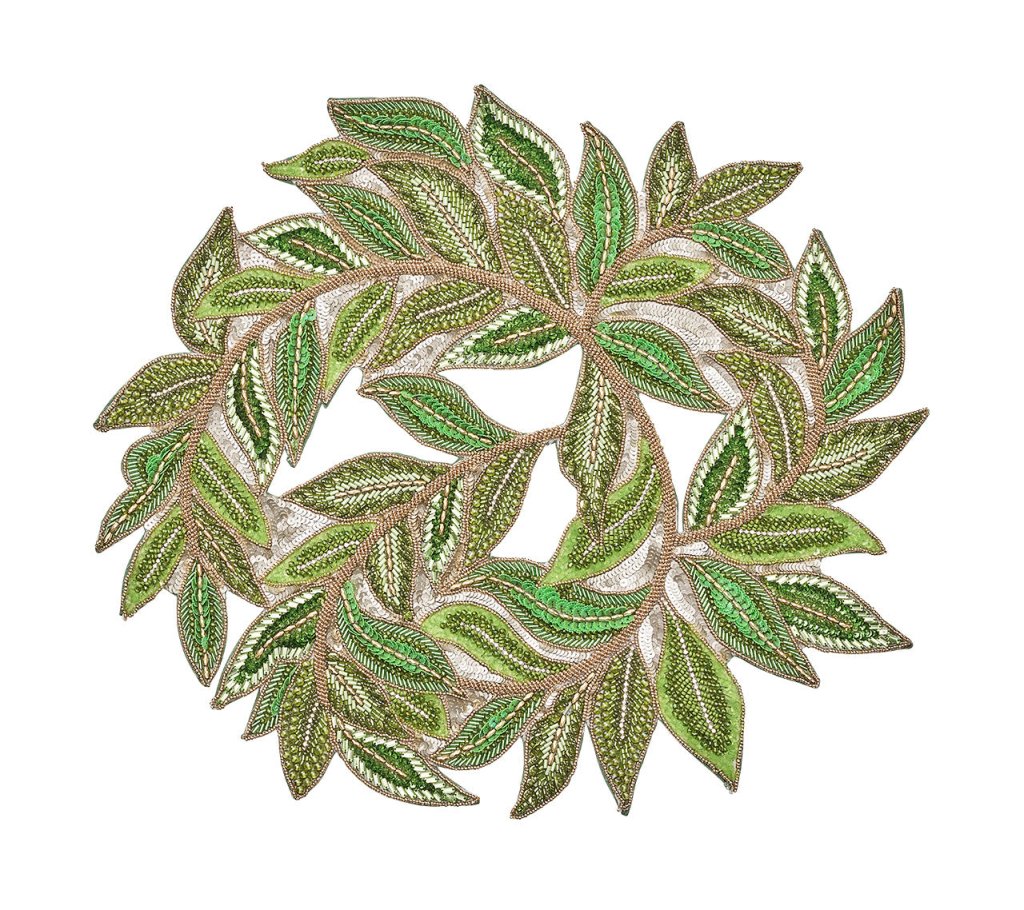 Verdant Wreath Beaded Placemat