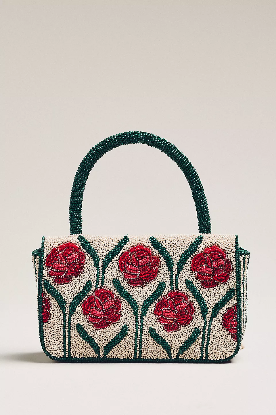 Beaded Fringe Floral Top-Handle Bag - Image 2