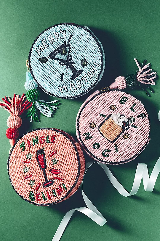 Nephthys Illustrated Beaded Round Coin Purse